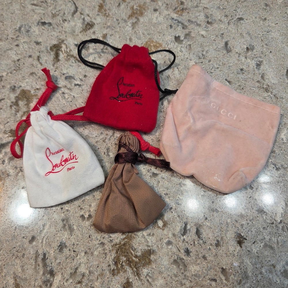 Christian Louboutin &‎ Gucci Designer Jewelry Dust Bag Pouch Lot of 4 Small Mini